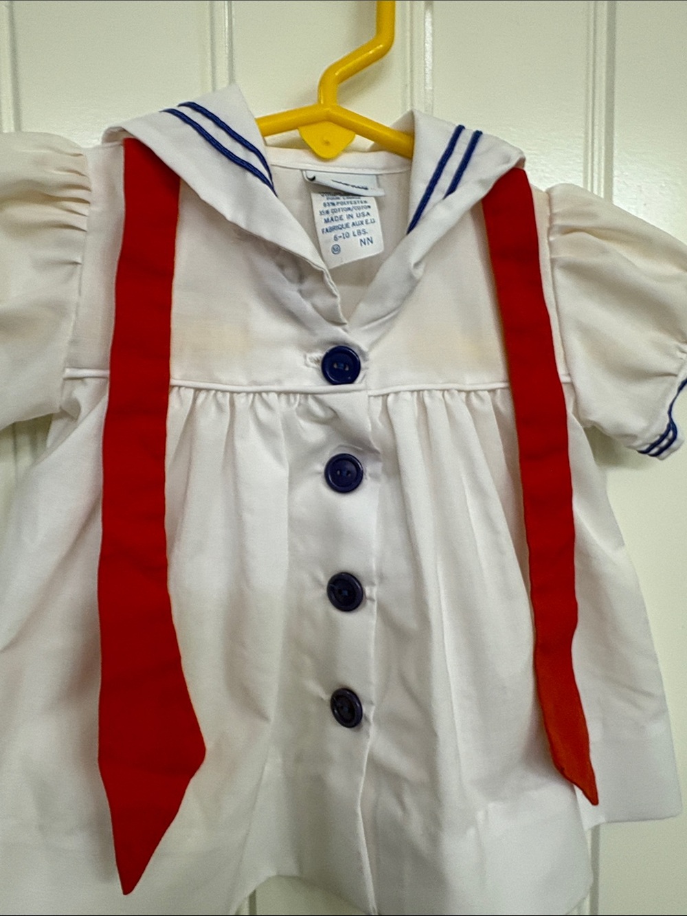 Vintage Alexis White Sailor Dress with Red Ties and Blue Trim - Picture 3 of 13